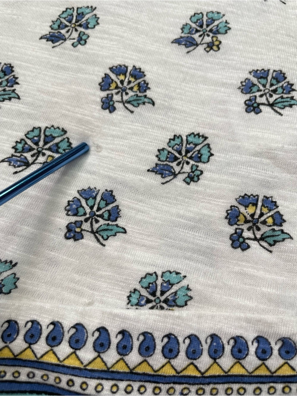 J. Jill White Scoop Neck Top with Blue Floral Border - Picture 5 of 13